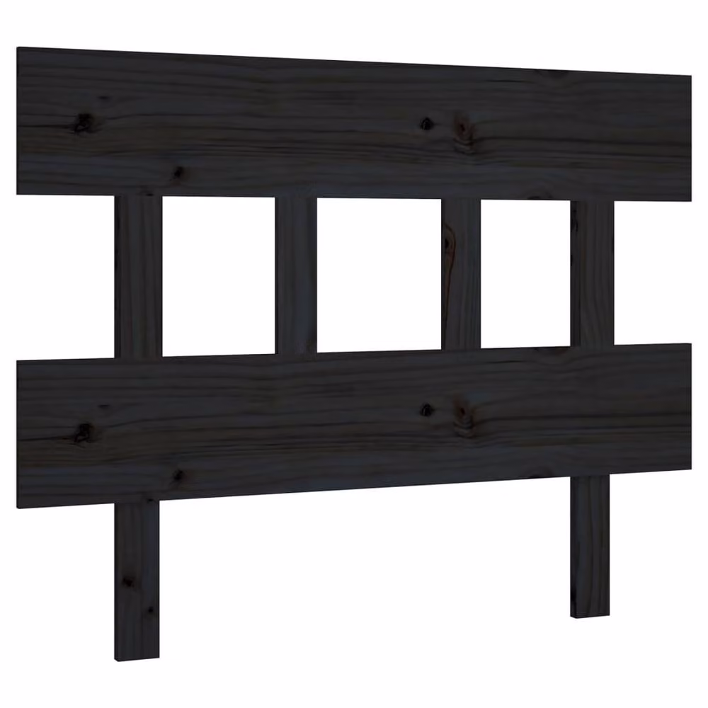 Berkfield Home Beautiful Solid Pine Bed Headboard, Black, W: 93.5 cm, D: 3 cm, H: 81 cm – 3
