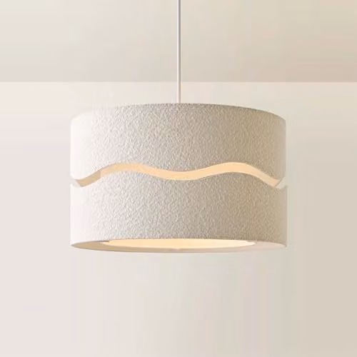 ValueLights Livie Boucle XL Easy Fit Ceiling or Floor Lamp Shade in Beige/Sand, Diameter: 50 cm