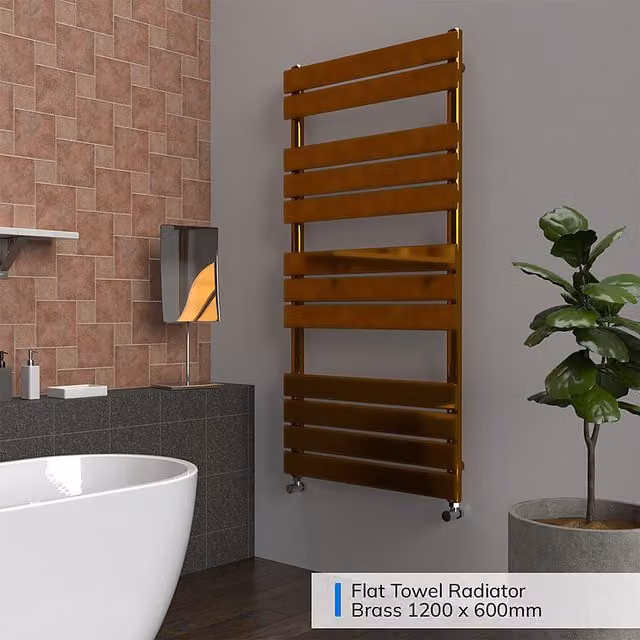 Lux Heat Flat Coloured Towel Radiator in Gold, W: 50 cm, H: 120 cm