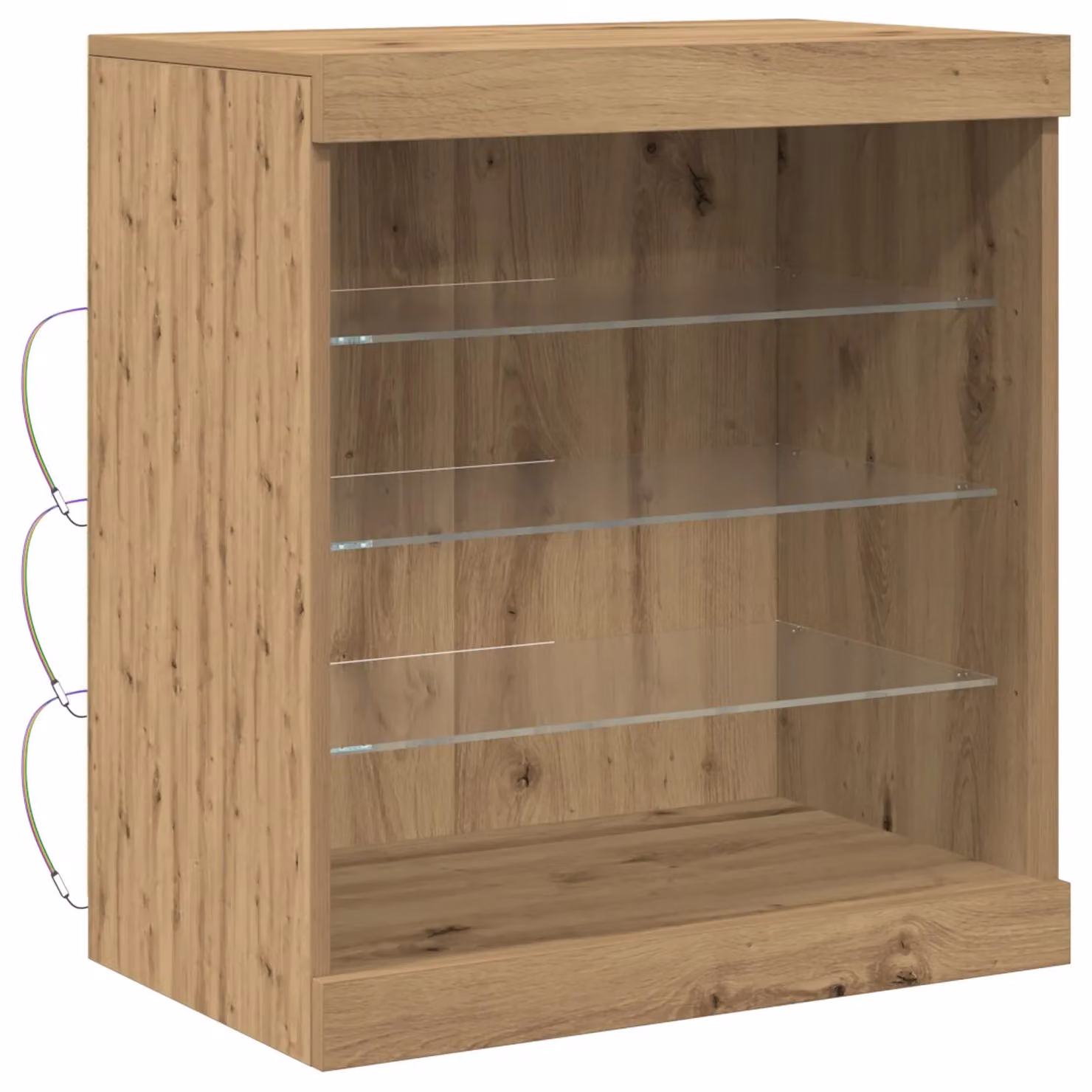 Berkfield Home Artisan Oak Sideboard with Integrated LED Lights in Brown, W/D/H: 60.5 x 37 x 67 cm – 2