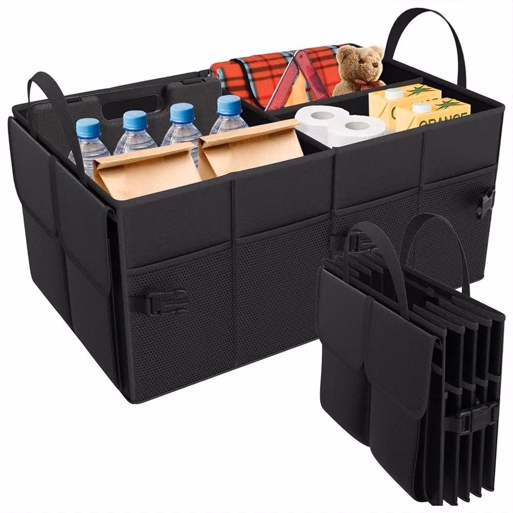 VOGREX Foldable Large Car Boot Storage Organiser and Tools Holder, Black, W: 40.0 cm, D: 26.0 cm, H: 56.0 cm – 4