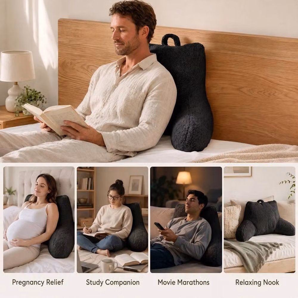 PAWNORA Black Contoured Wedge Backrest Support Pillow with Soft Cotton and Polyester Material – 5
