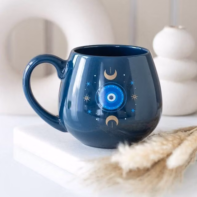 Uniqueful All Seeing Eye Rounded Ceramic Mug in Blue, 1000ml – 1