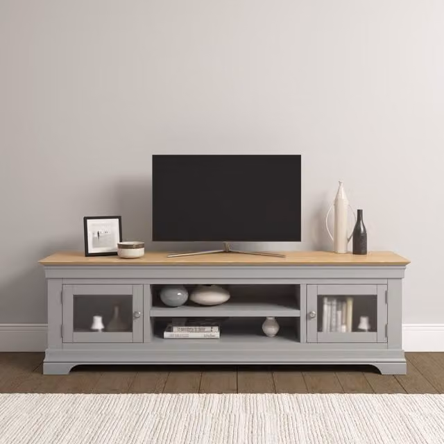 Seconique Bordeaux TV Stand in Light Grey – 1