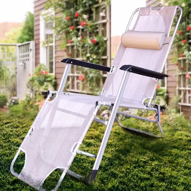 SmartLiving Luxury 2-in-1 Reclining Chair Lounger with Pillow, Grey, W/D/H: 78 x 60 x 60 cm