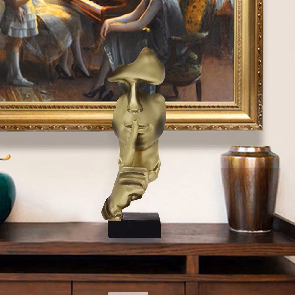 Huhote Abstract Thinker Statue, Gold Minimalist Resin Sculpture for Home and Office Decor – 9