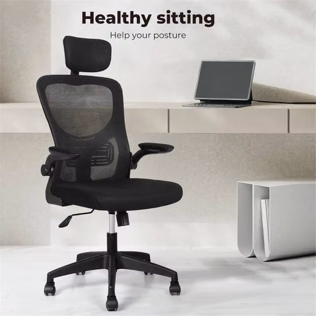 Kelvenix Ergonomic Black Mesh Executive Office Chair with Headrest and Armrests – 1