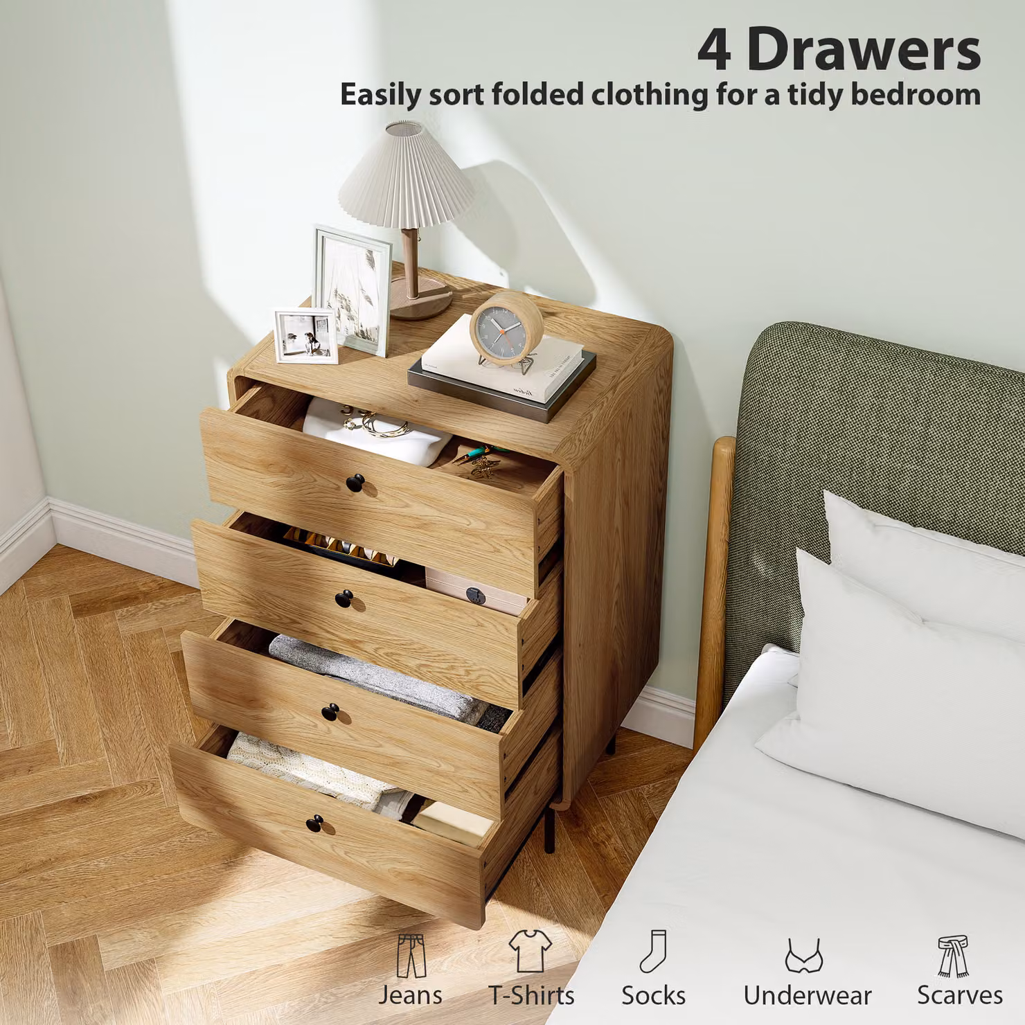 HOMCOM Modern Freestanding Chest of Drawers with 4 Drawers in Brown and Black – 3