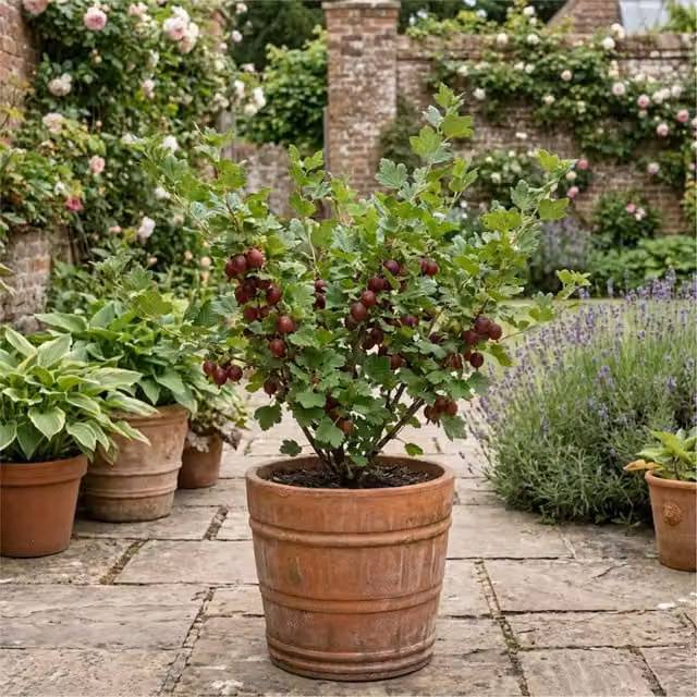 Plants by Post Kamieniar Red Gooseberry Dessert Fruit Bush in 2L Pot
