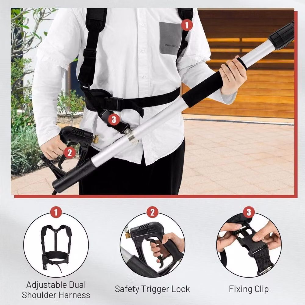 NESTLUNE 5m Telescoping Pressure Washer Extension Wand, 4000PSI Aluminium, Silver – 2