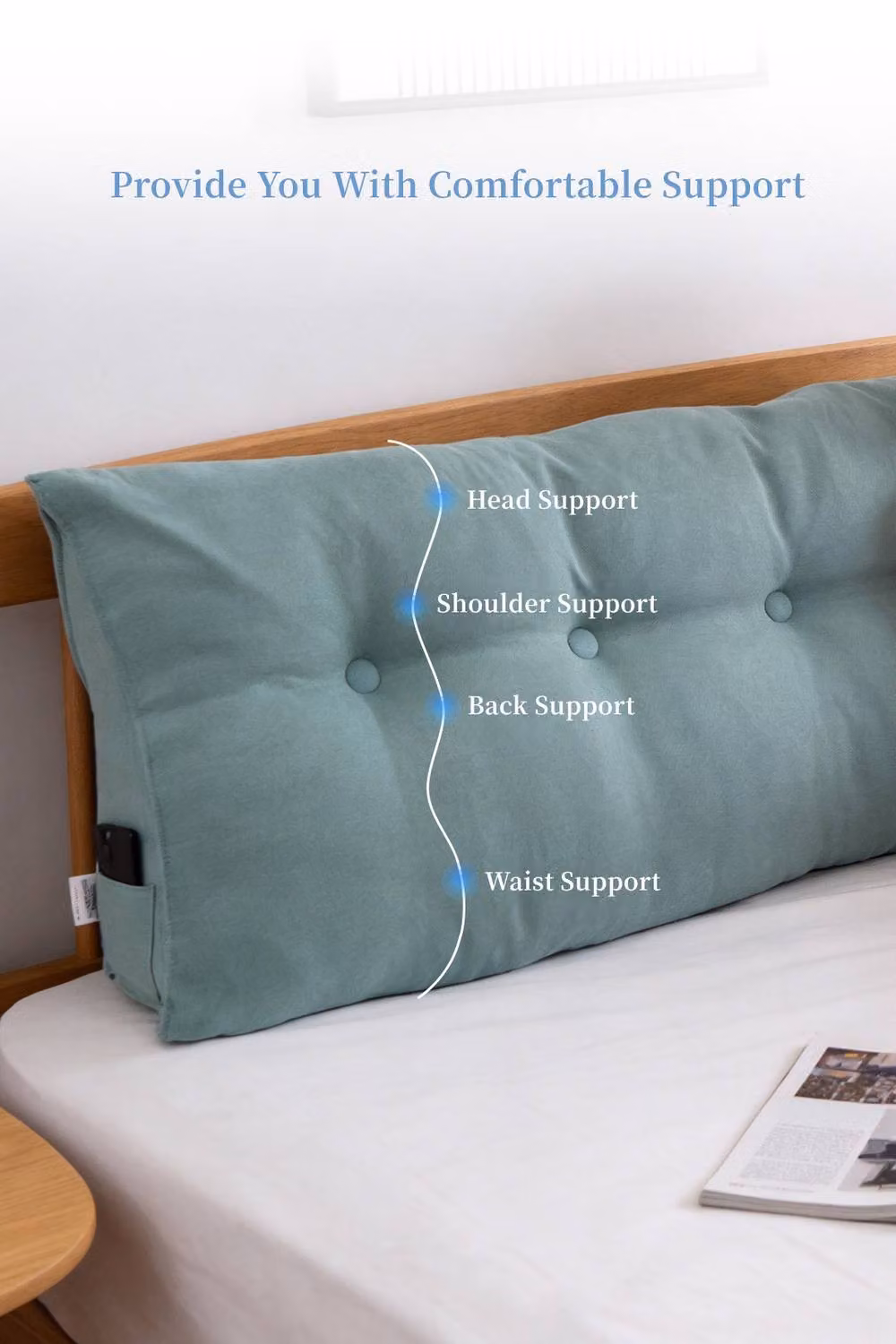 Garden Sanctuary Washable Wedge Headboard Pillow in Duck Egg Blue – 2