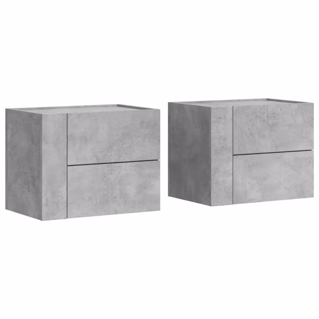 Berkfield Home Wall-mounted Bedside Cabinets, 2 Piece Set, Concrete Grey, W: 45 cm, D: 30 cm, H: 35 cm – 2