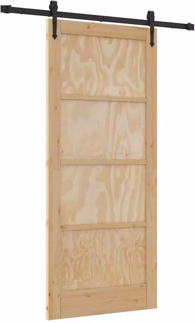 Berkfield Home Orkdal Modern Sliding Door with Hardware Set in Beige Solid Wood Pine
