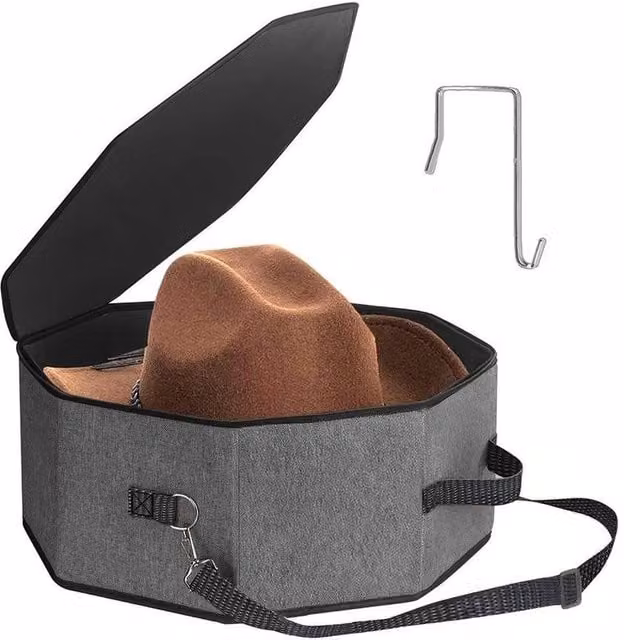 PAWNORA Large Grey Fabric Hat Storage Box