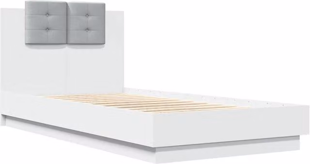 Berkfield Home Durable White Bed Frame with Under-Bed LED Lighting, W/D/H: 80 x 190 cm