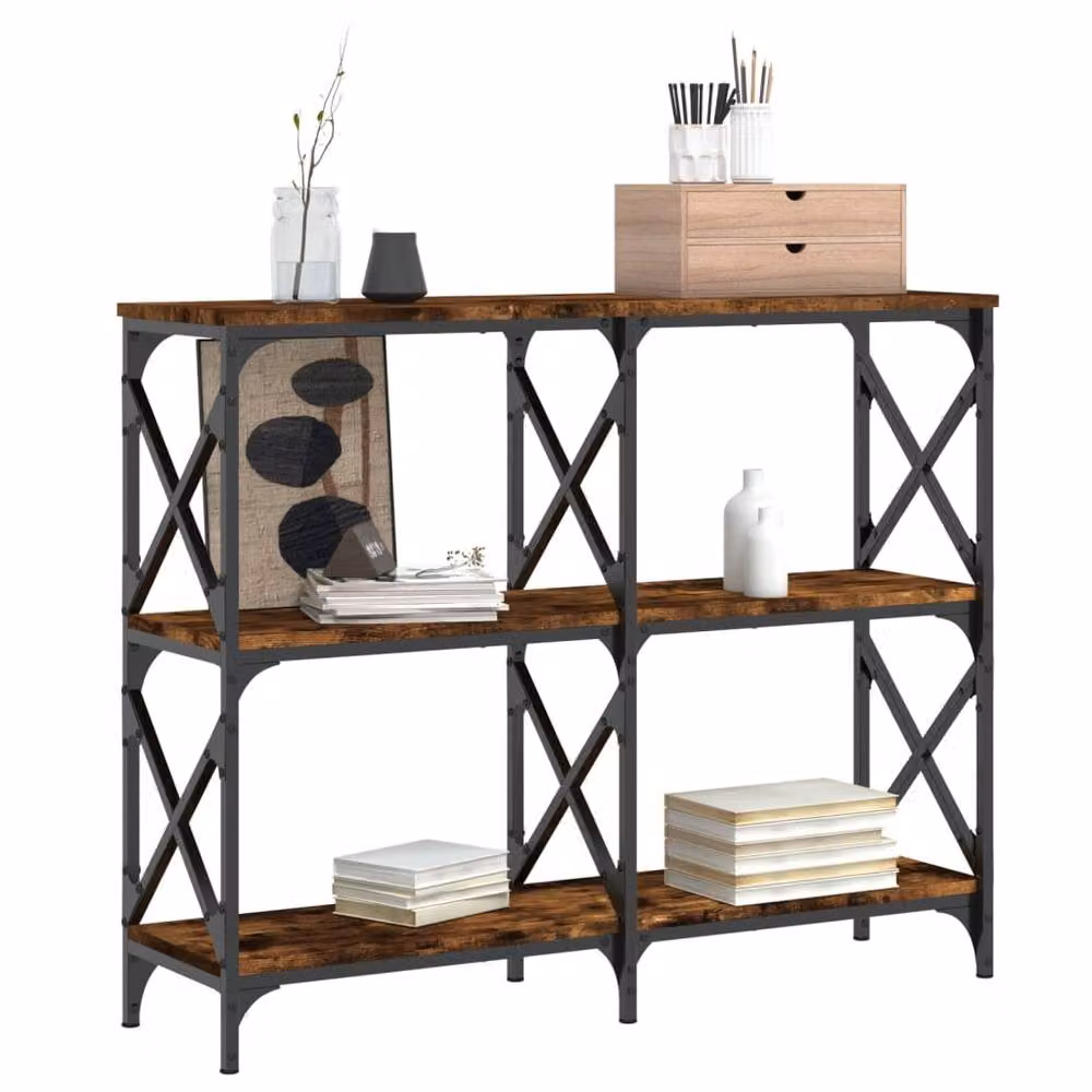 Berkfield Home Smoked Oak Console Table in Brown, W/D/H: 100 x 28 x 80.5 cm – 3
