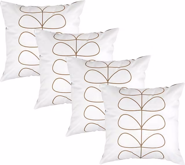 Gardenista Striped Printed Outdoor Scatter Cushion in White and Neutral, Set of 4