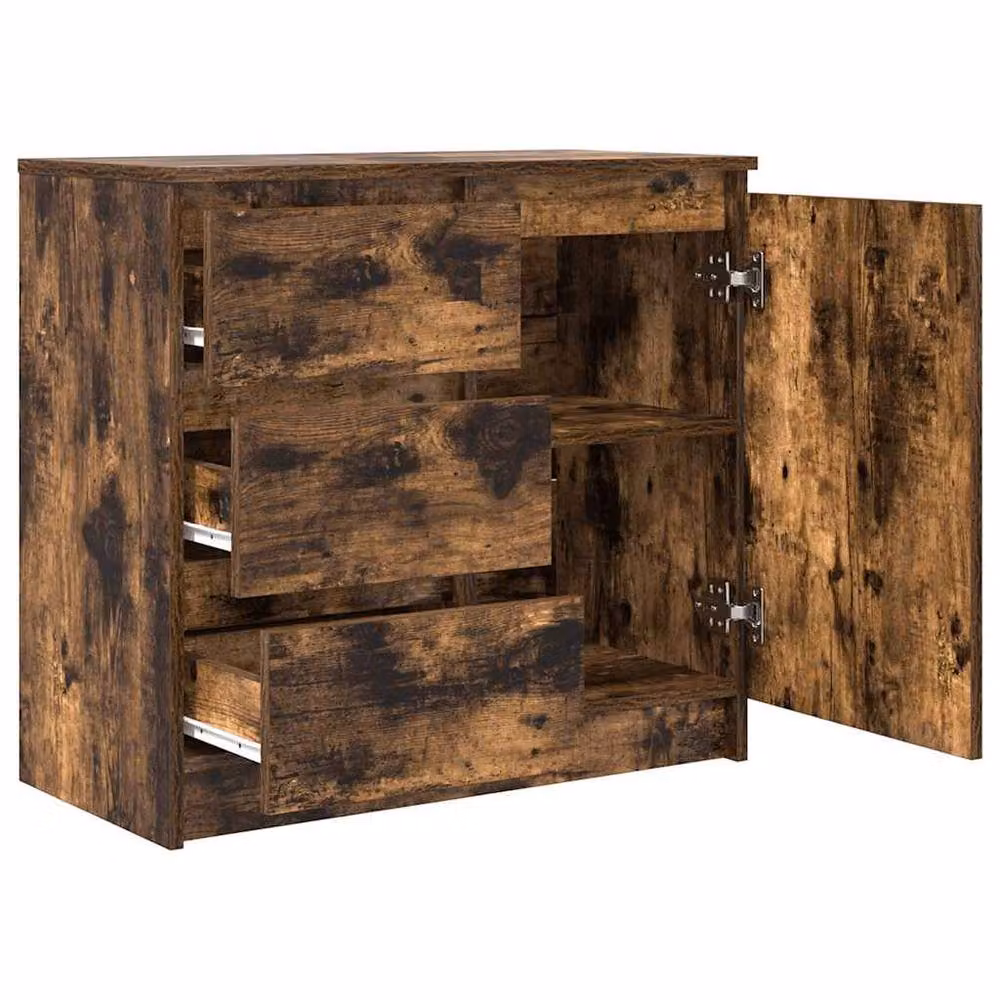 Berkfield Home Smoked Oak Sideboard with Drawer in Brown, W/D/H: 71 x 35 x 65 cm – 3