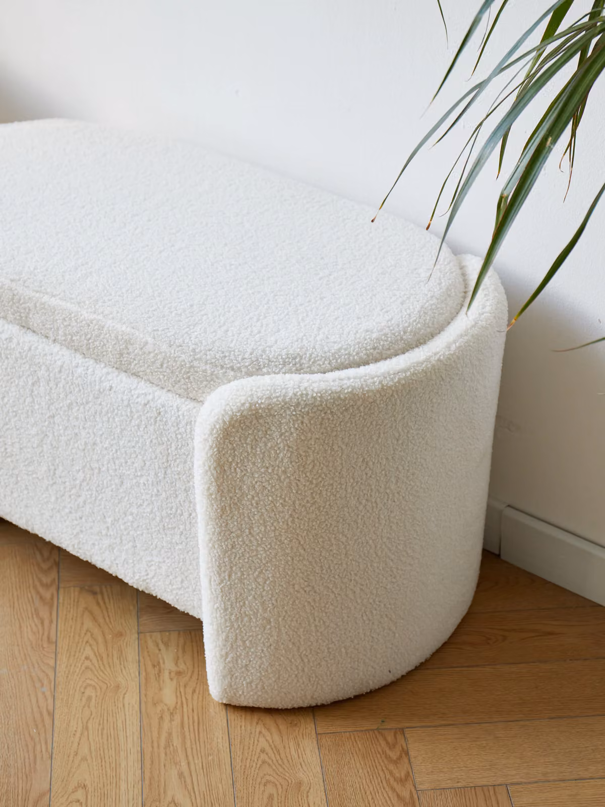 Nordlys Scandinavian Design Velvet Upholstered Storage Bench in White – 3