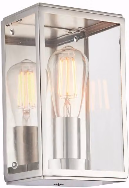 Endon Hadden Dimmable Wall Light with Silver Plate and Transparent Glass, E27, IP20