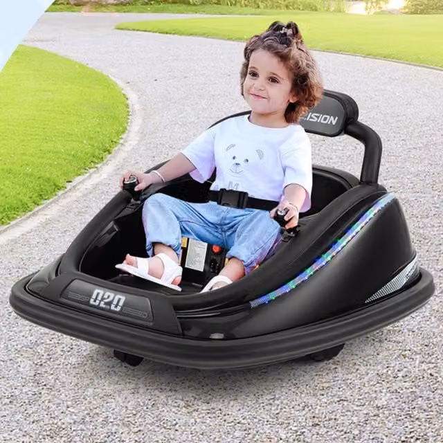 Costway Kids Bumper Car Childrens Waltzer Electric Ride On Vehicle with Light and Sound in Black