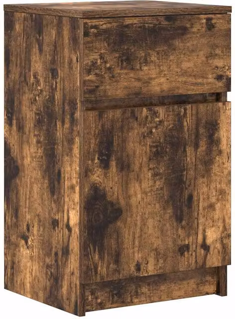 Berkfield Home Bedside Cabinet in Smoked Oak, W/D/H: 39 x 35 x 65 cm