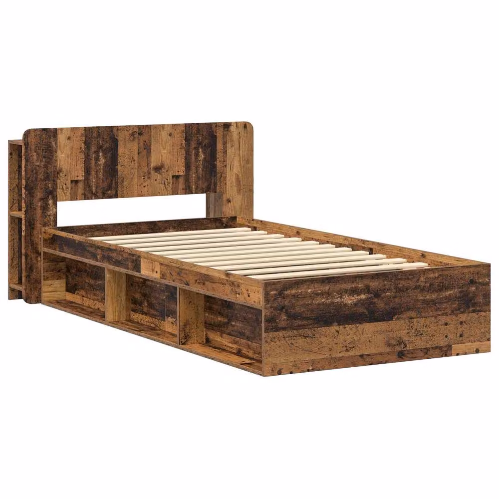 Berkfield Home Bed Frame with Storage in Old Wood Brown, W: 80 cm, L: 200 cm – 2
