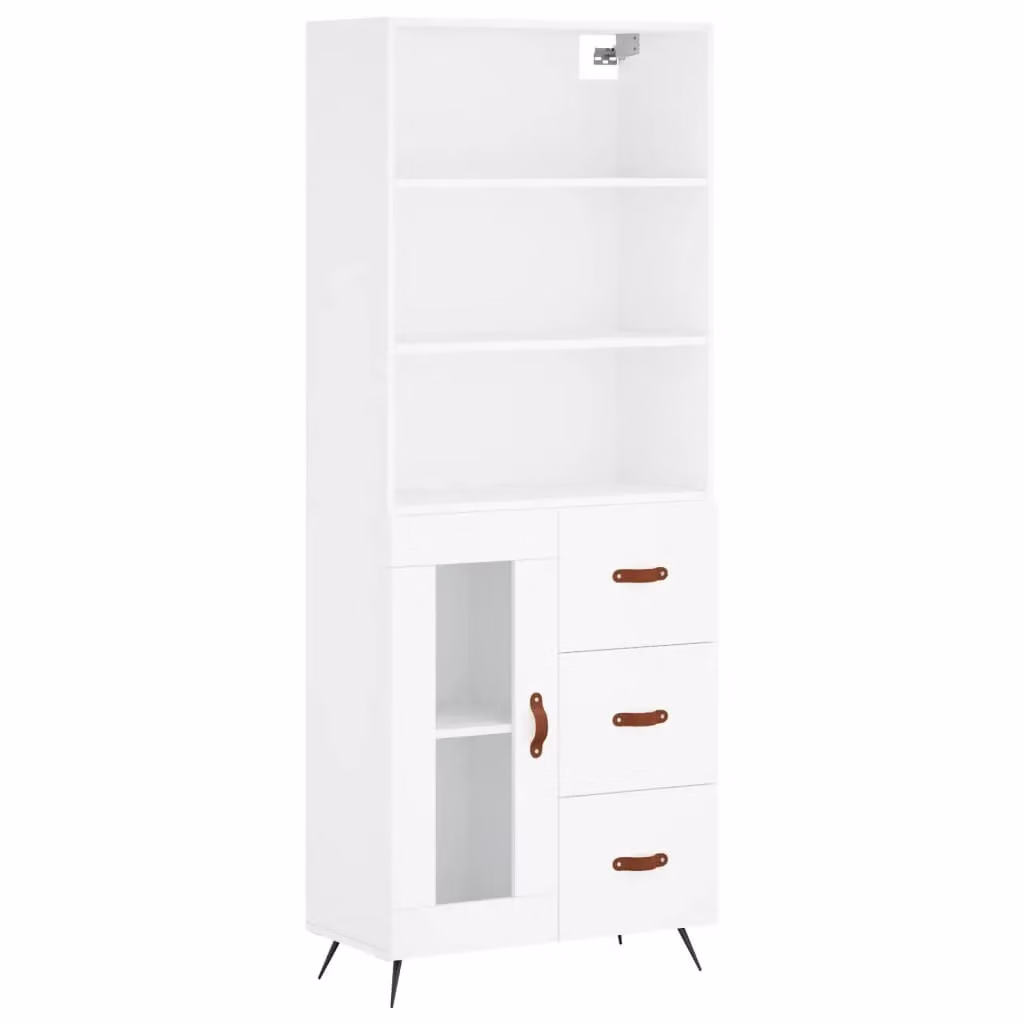 Berkfield Home White Modern Highboard W/D/H: 69.5 x 34 x 180 cm – 2