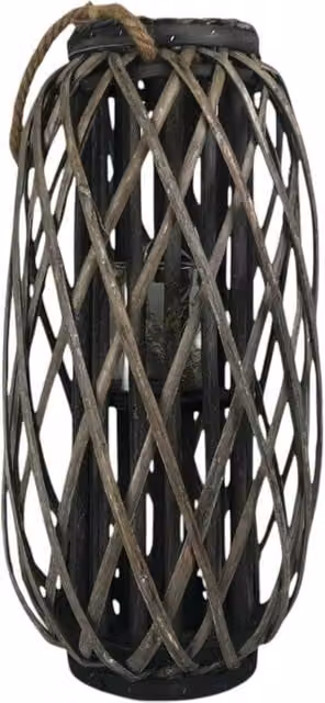 Four Candle Grey Rattan Decorative Tabletop Lantern, Height: 50 cm