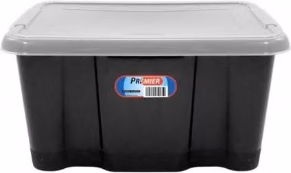 Premier Solid Plastic Storage Box with Lid in Black – 1