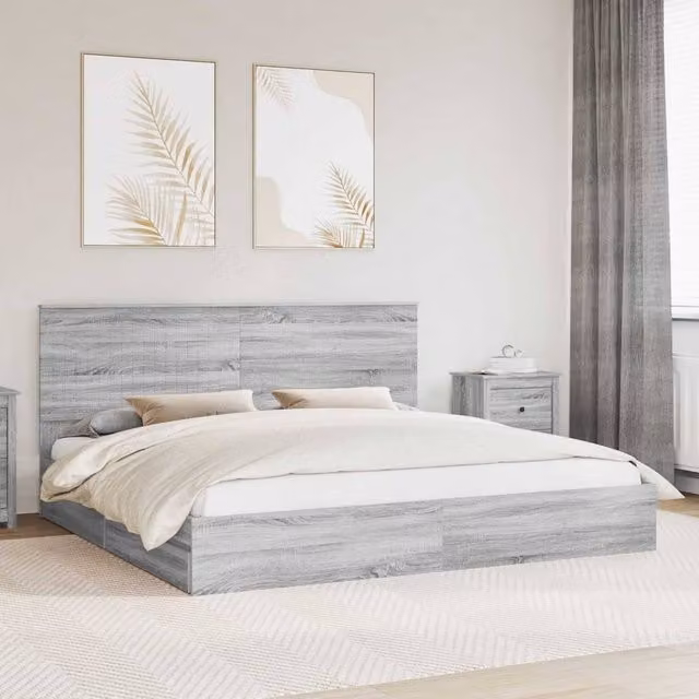 Berkfield Home Grey Sonoma Modern Storage Bed with Drawers, W/D/H: 200 x 200 cm