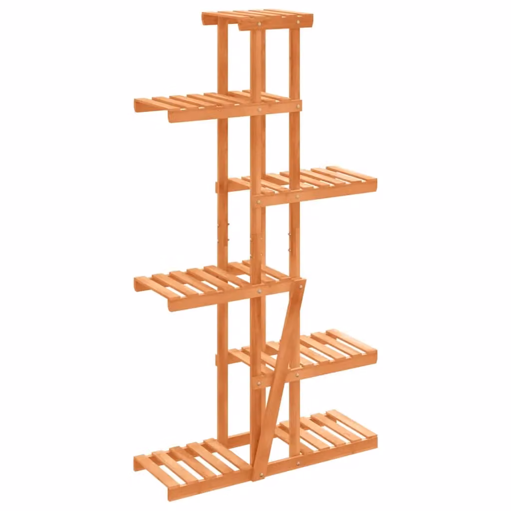 Berkfield Home Brown Solid Wood Fir Flower Stand, W/D/H: 75 x 25 x 140.5 cm – 2