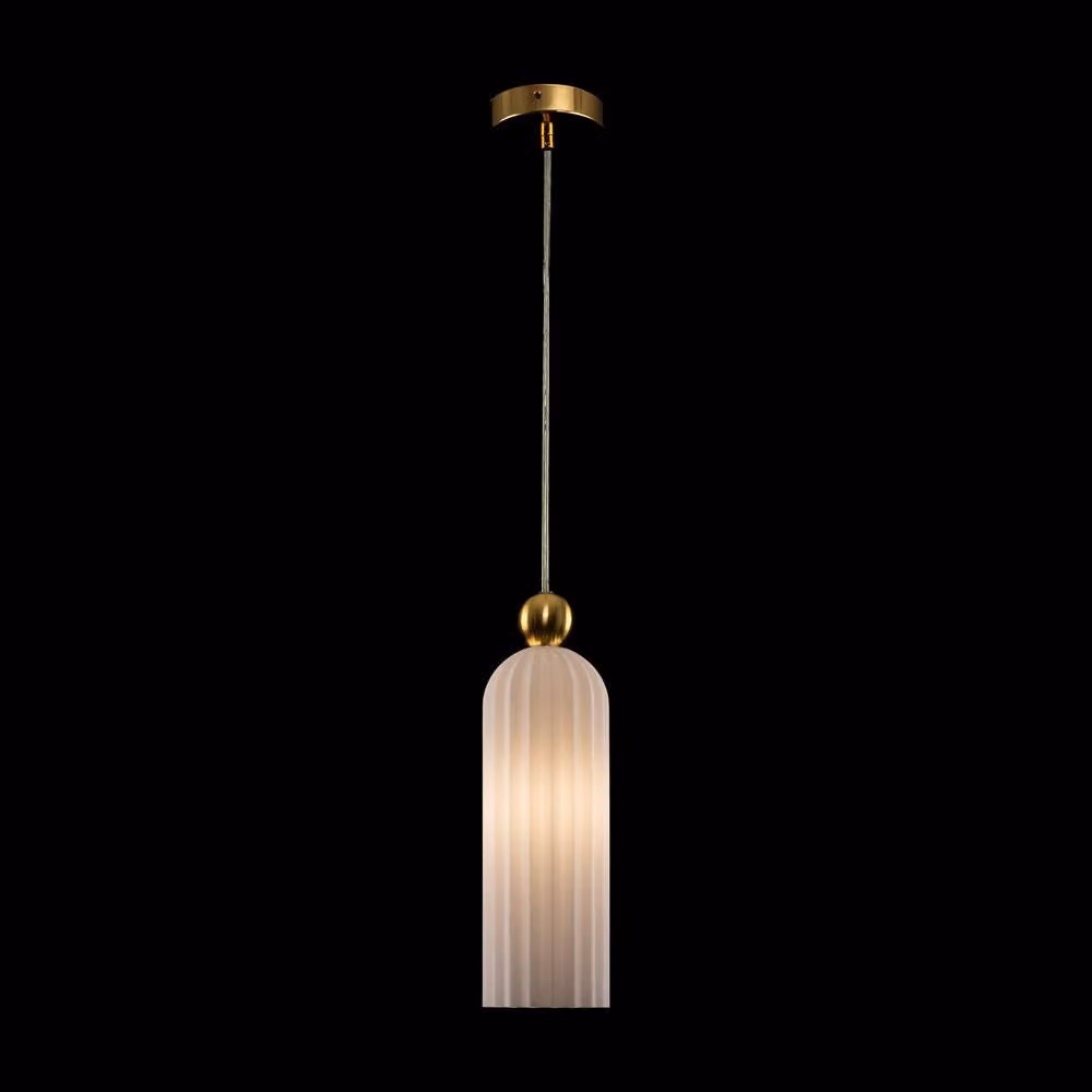 Netlighting Antic Modern Slim Pendant Ceiling Light with Gold/Brass Metal and White Glass Shade – 2