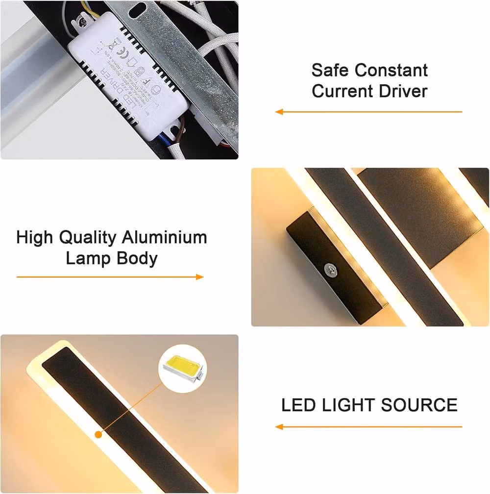 Goeco Modern Nordic Style LED Indoor Wall Light, Black, Warm White 3000K – 4