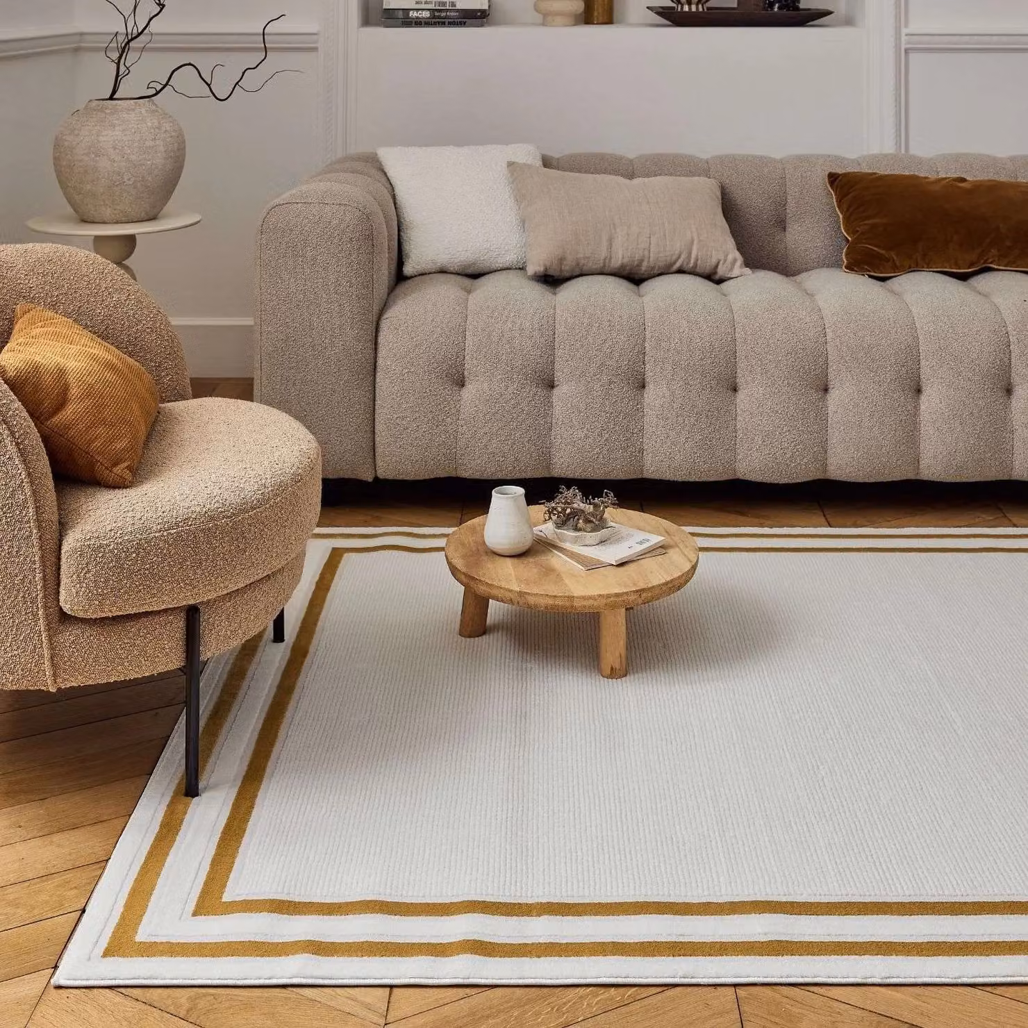 THE RUGS Carmel Bordered Area Rug in Gold, W/D/H: 120 x 170 cm – 4