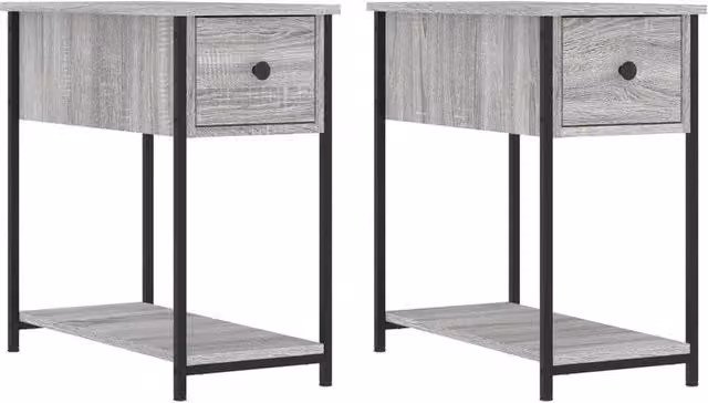 Berkfield Home Set of 2 Grey Sonoma Bedside Cabinets, W/D/H: 60 x 60 x 30 cm