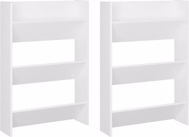 Berkfield Home Set of 2 Wall Mounted Shoe Cabinets, White, W/D/H: 60 x 18 x 90 cm