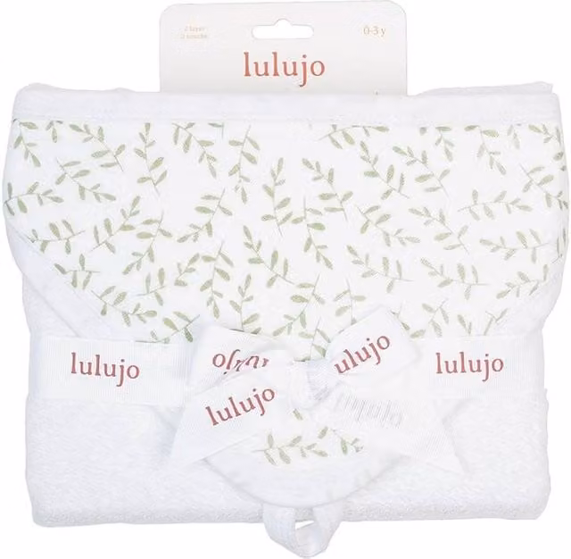 Lulujo Greenery Floral Hooded Terrycloth Towel with Hanging Loop in Multicolour and White