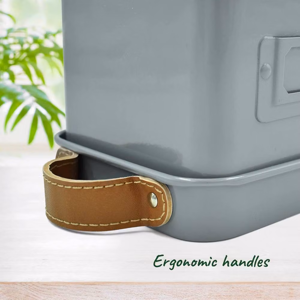 Green Thumbz Set of 3 Indoor Herb Planters with Grey Leather Handled Tray – 5