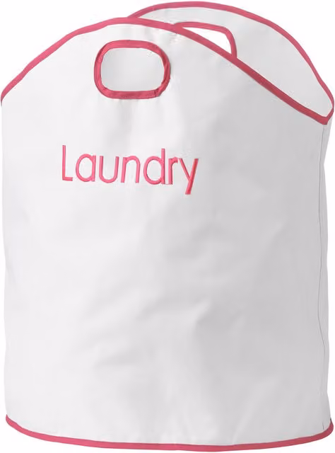Orsina Collapsible Fabric Laundry Bag in White and Hot Pink