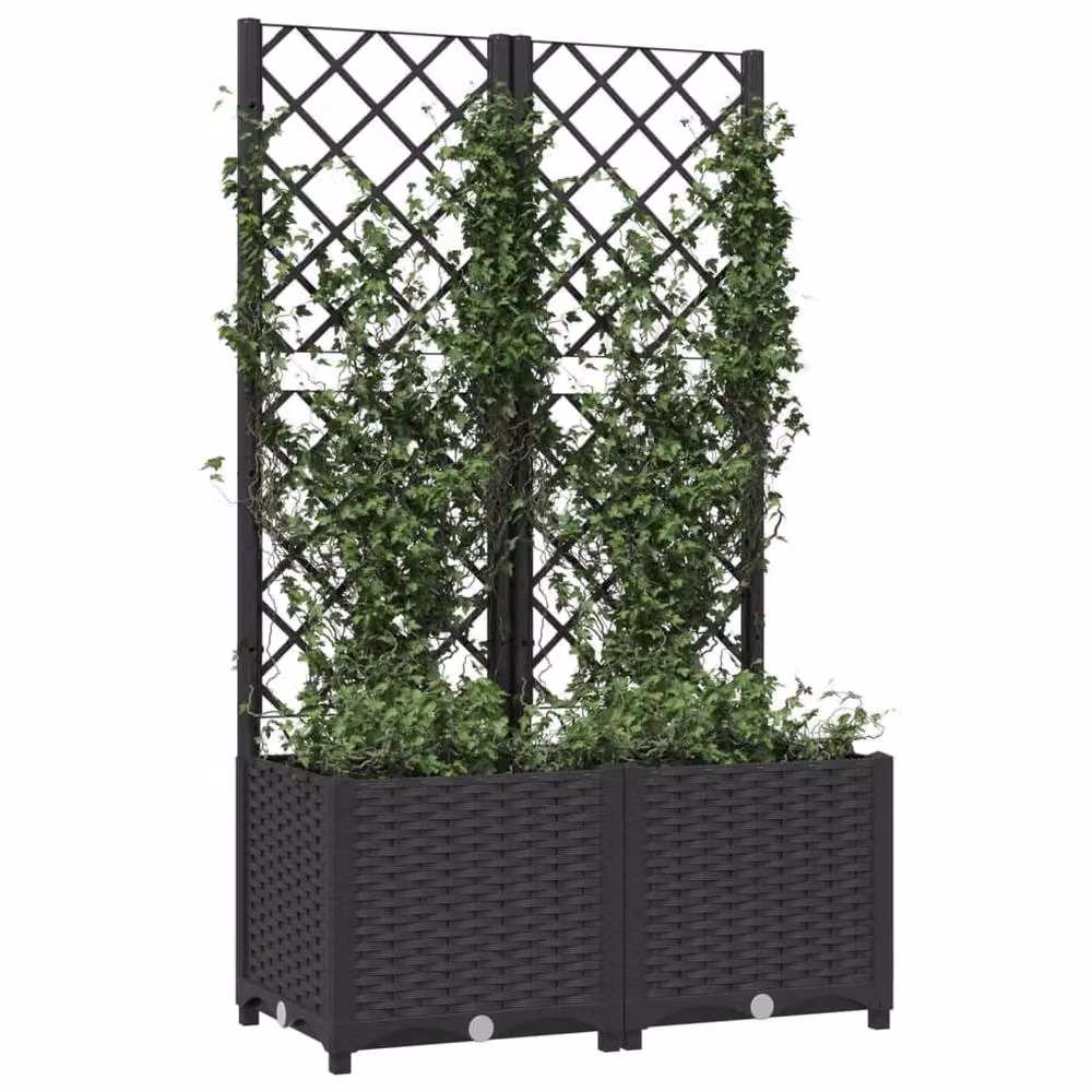 Berkfield Home Garden Planter with Trellis in Black, W: 80 cm, D: 40 cm, H: 136 cm – 3