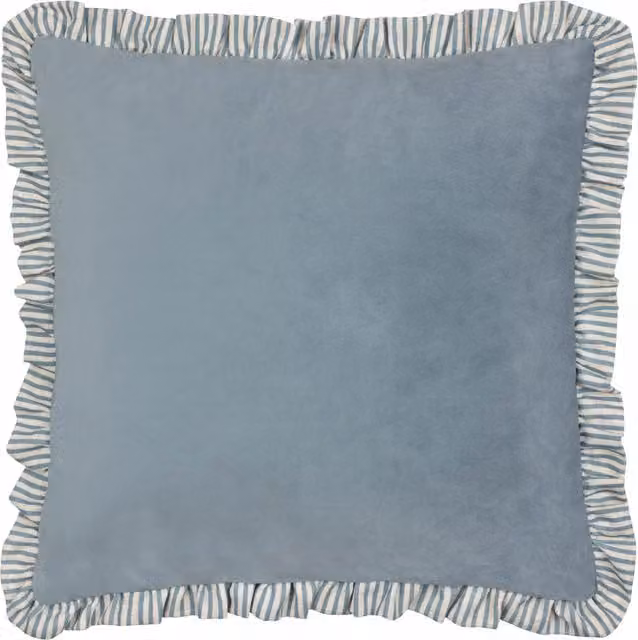 Make It A Home Solene Ruffle Velvet Cushion in Blue