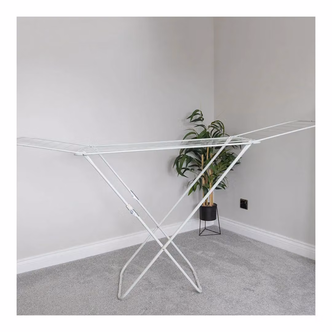JVL Strong Winged Folding High Capacity Clothes Airer in White – 3