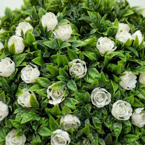 HOMCOM Set of 2 Decorative Artificial Rose Ball Topiary Trees in White, Pink and Green, Height: 60 cm – 6