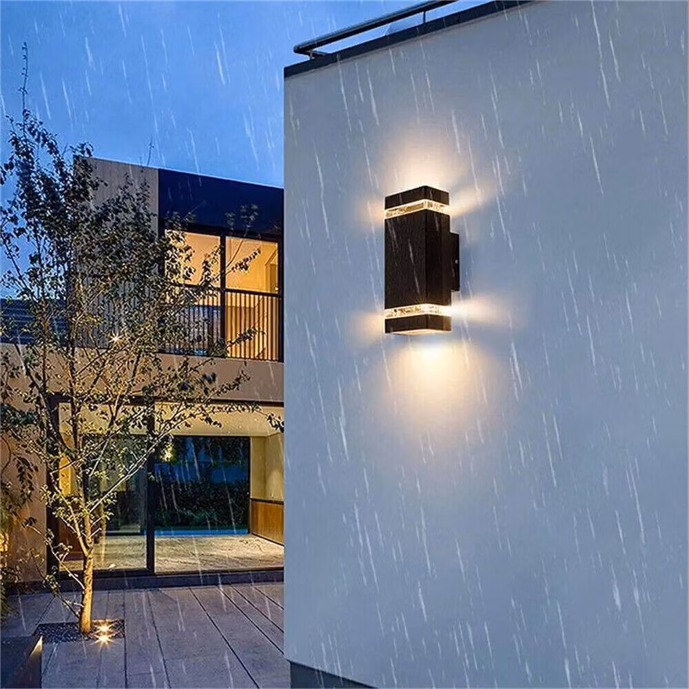 SPETLEK Modern Up Down LED Outdoor Wall Light, Black Aluminium, IP65 Waterproof Garden Sconce with Warm White Bulb Included, H 23.0 cm x W 11.0 cm x D 2.0 cm – 3