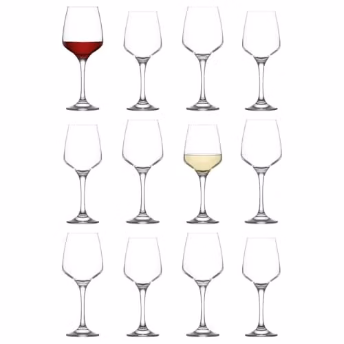 LAV 12 Piece Lal Wine Glass Set in Transparent Glass