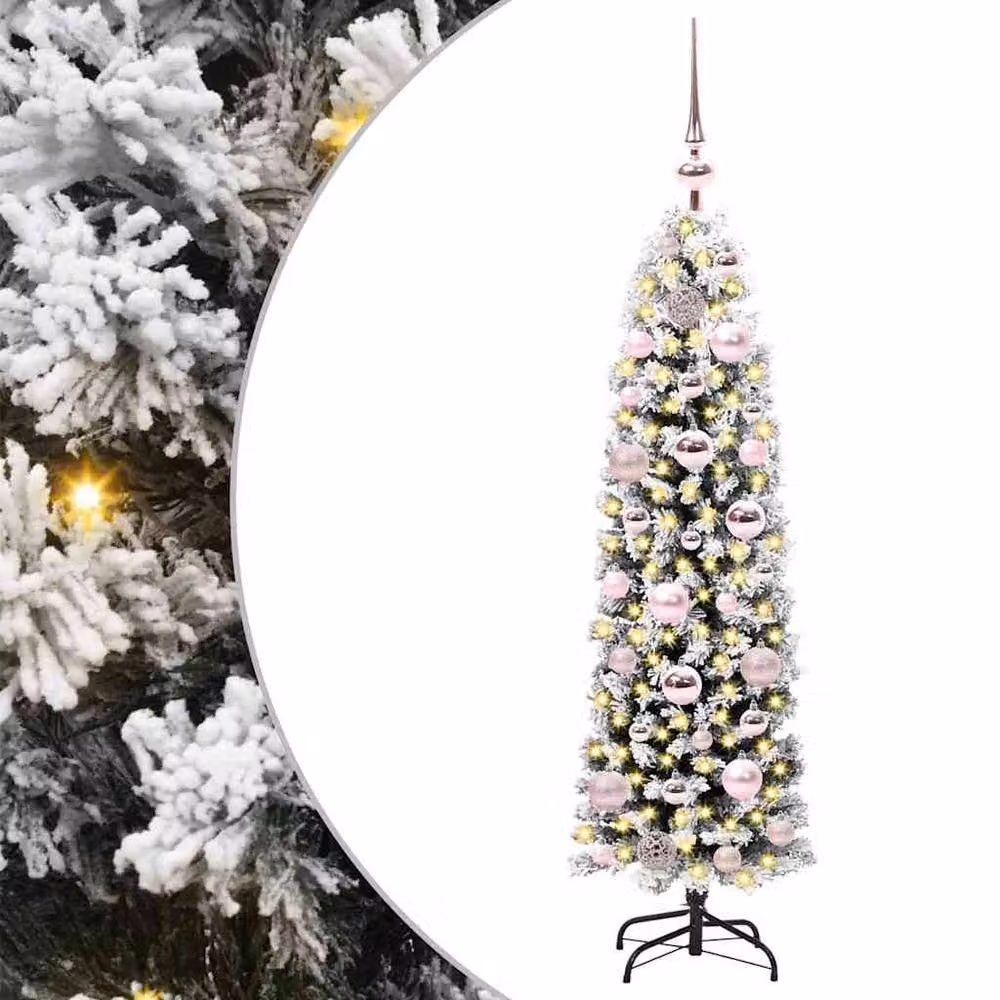 Berkfield Home Green Artificial Christmas Tree with 150 Warm White LEDs and Stand – 3