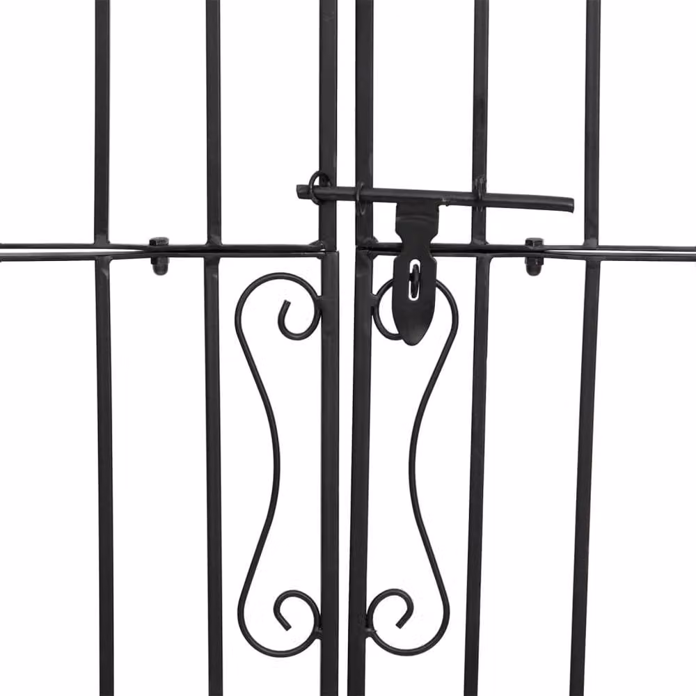 Berkfield Home Black Wrought Iron Swing Garden Gate, W: 121 cm, D: 8 cm, H: 180 cm – 4