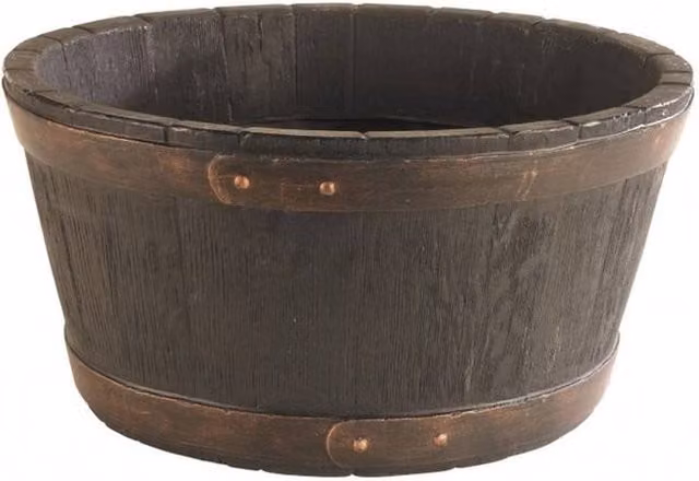 Sankey Round Oak Barrel Planter Tub in Brown – 1