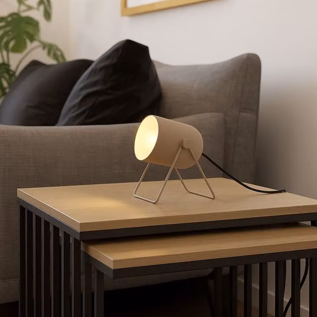 Eglo Tilston Minimalist Adjustable Metal Desk Lamp in Beige and Green